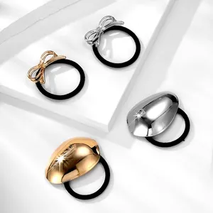 Élastiques à Cheveux en Métal Nœud Minimaliste pour Femmes Polis Miroir Or Argent Corde à Cheveux Élastique Accessoires de Porte-Queue de Cheval