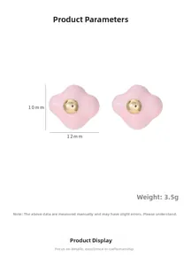 Détails des boucles d'oreilles fleurs en émail rose 12mm x 10mm avec spécifications