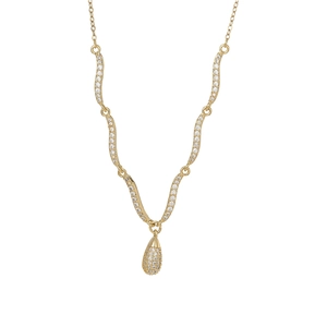 Overdreven vergulde choker ketting met pavé gezette zirkoon waterdruppel hanger