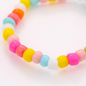 Colorful mixed bead handmade rings set with star and smiley face charms for women