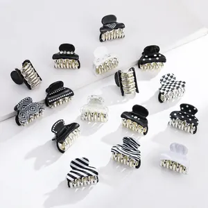 Minimalist Black And White Acrylic Hair Claw Clip Geometric Polka Dot Heart Zebra Pattern Hair Accessory For Women Fashion Hair Clip