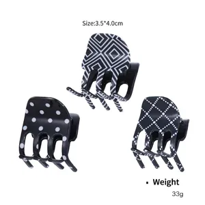 Lot de mini pinces à cheveux monochromes aux motifs noirs et blancs élégants