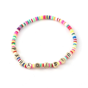 Handmade bohemian freshwater pearl and colorful Heishi clay bead Paradisio bracelet