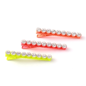 Y2K Neon Color Alloy Alligator Hair Clip For Women Ins Style Rhinestone Inlaid Baked Paint Duckbill Clip Hair Accessories