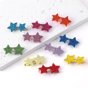 Doppelstern Strass Haarspangen Legierung Funkelnd Süß Mädchen Kinder Mode Seitenclips Haarnadeln Kopfschmuck Accessoires