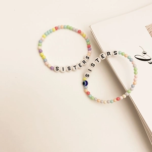 Bracelets bohèmes en perles de macaron avec œil maléfique et perles SISTERS