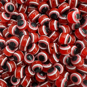 Flat round red resin evil eye spacer beads for DIY jewelry making and necklaces