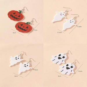Set di orecchini di Halloween in acrilico con pendenti a zucca e fantasmi bianchi