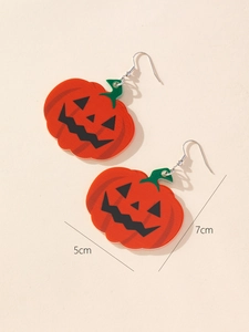 Dettaglio delle dimensioni degli orecchini a forma di zucca in acrilico da 7 cm per Halloween
