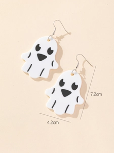 Macro di orecchini a fantasma in acrilico per Halloween con dimensioni di 7,2 cm per 4,2 cm