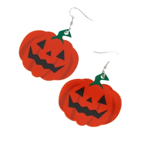 Orecchini a forma di zucca di Halloween in acrilico arancione con dettagli neri vivaci