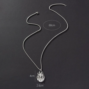 Detail view of Anubis pendant showing 68cm chain length and 4cm pendant dimensions