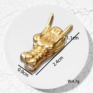Vintage golden dragon head pendant bead for jewelry making 2.4cm with 4.7g weight