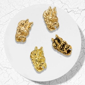 Vintage gold-plated dragon head beads for DIY jewelry making and bracelets