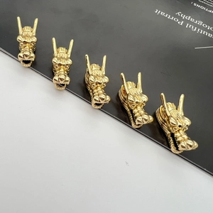 Traditional Chinese style golden dragon head charms for DIY jewelry making and pendants