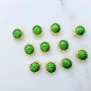 Vintage Gold Green Turtle DIY Jewelry Accessories Alloy Enamel Turtle Beads Charms For Necklace Bracelet Making Handicraft Decor