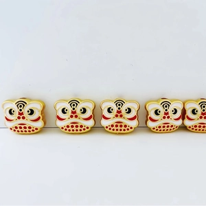 Set of five golden zinc alloy Chinese dancing lion pendants for DIY keychain and jewelry making