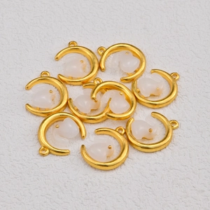 Pendentifs lune dorée et lapin blanc pour la fabrication de bijoux DIY et artisanat