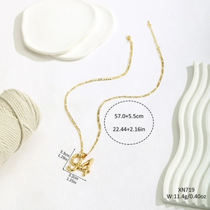Close-up of gold number 94 pendant necklace with detailed size and weight dimensions