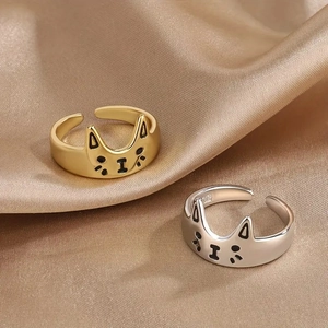 Verstellbare Vintage-Katzenringe in Gold und Silber mit feinen Schnurrhaardetails