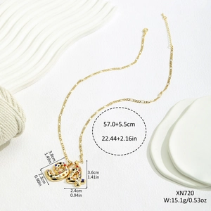 Detail view of Number 94 alloy pendant necklace with rhinestones and size measurements