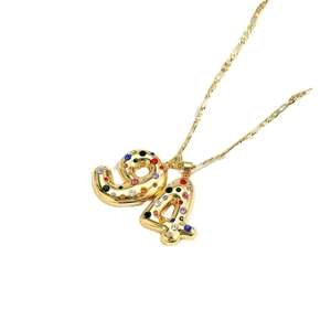 Saudi Arabia National Day 94 gold plated 3D pendant necklace with colorful rhinestones
