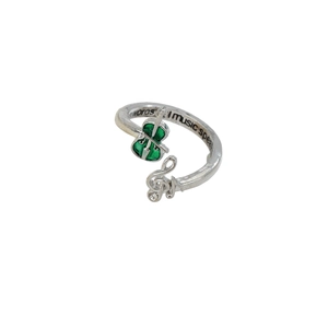 Anello aperto regolabile in argento con violino e incisione words fail music speaks