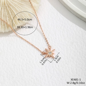 Roségouden zonnestraal ketting met kristallen hanger inclusief afmetingen en gewichtsinfo