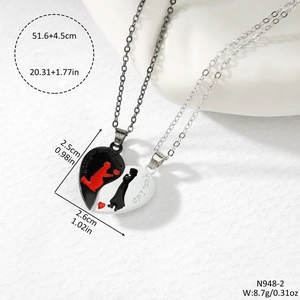 Magnetic heart pendant necklaces for couples with engraved With You letter charms