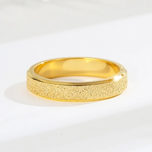 Minimalist 18k gold plated stainless steel ring with elegant frosted sandblasted finish