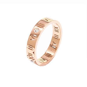 Rose gold Roman numeral ring with sparkling zircon inlays for a luxury look