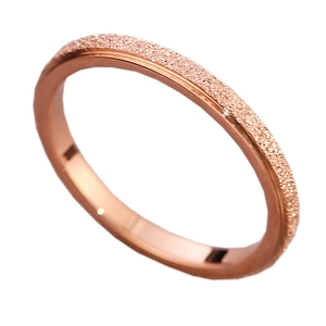 Minimalist 18k rose gold plated stainless steel ring with half-polished and half-frosted finish