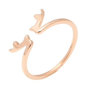 Bague ouverte en bois de cerf or rose élégante en acier inoxydable pour femmes