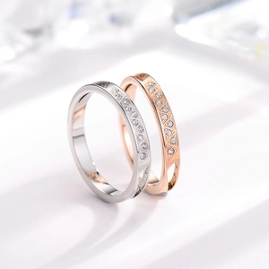 Minimalist Titanium Steel Zirconia Ring For Women Rose Gold Silver Geometric Triangle Inlaid Fashion Finger Ring Jewelry