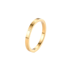 Anello minimalista in acciaio inossidabile dorato con numeri romani per un look trendy