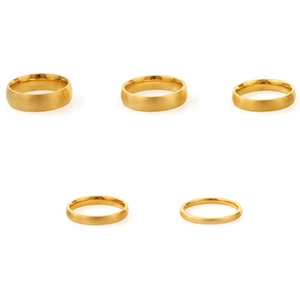 Minimalistische 18k vergoldete Titanringe mit gebürsteter Oberfläche in fünf Breiten