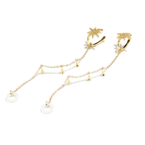 Manchette d'oreille étoile dorée anti-perte avec glands en zircon et anneaux en silicone