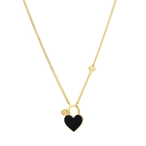 Elegant Gold Plated Copper Heart Lock Pendant Necklace For Women Original Designer Zirconia Shell Detail Fashion Jewelry Necklace