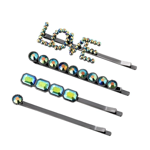 Ensemble Barrettes Cheveux Künstliche Perles Strass Épingles Lettre LOVE Accessoires Cheveux Cristal Vert Dégradé Pour Femmes