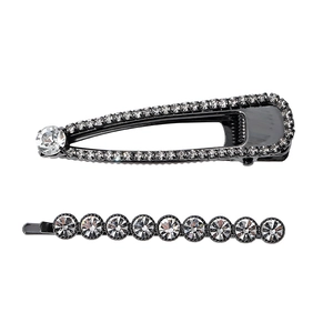Lot de barrettes à cheveux avec strass étincelants et perles sur base en métal noir