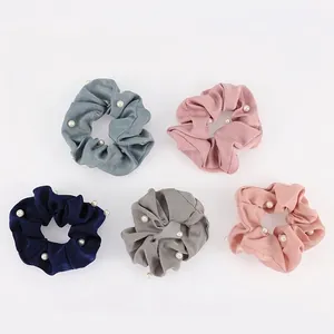 Chouchou en Satin Élégant Avec Fausses Künstliche Perles Élastique à Cheveux Haute Élasticité pour Femmes Filles Style Coréen Accessoires