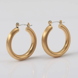 Boucles d'Oreilles Créoles Épaisses en Alliage Minimalistes Avec Finition Brossée Créoles en Métal Mat pour Femmes Bijoux