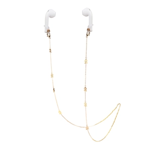 Gouden anti-verlies ketting voor oortelefoons met pijlhangers en siliconen ringen