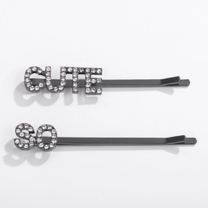 Ensemble de barrettes à cheveux noires avec lettrage SO CUTE et strass brillants incrustés