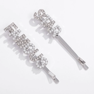 Ensemble de Barrettes à Cheveux Coréennes Lettres Étoiles Strass pour Femmes Alliage Künstliche Perles Glands Accessoires de Coiffure