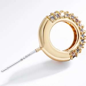 Boucles d'oreilles en argent 925 plaqué or avec zircons brillants en demi-cercle