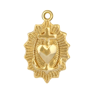 Vintage Punk Gold Plated Copper Heart Cross Anchor Pendant Charm For DIY Necklace Jewelry Making Religious Faith Hope Love Accessory