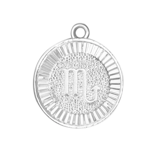 Twelve Zodiac Signs Round Coin Pendants Copper Silver Plated Constellation Charms For DIY Jewelry Making Necklace Accessories For Women Men