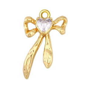 Vergulde strikhanger met hartvormige kristal voor doe-het-zelf sieraden maken
