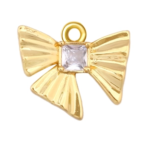 Vintage gouden strikhanger met vierkante zirkoon voor doe-het-zelf sieraden en kettingen